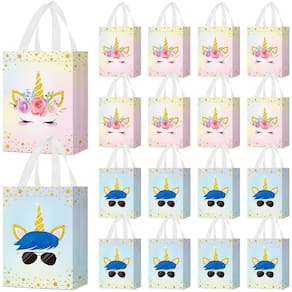 Bolsas de lembrancinhas Locmeo Unicorn reutilizáveis não tecidas x24