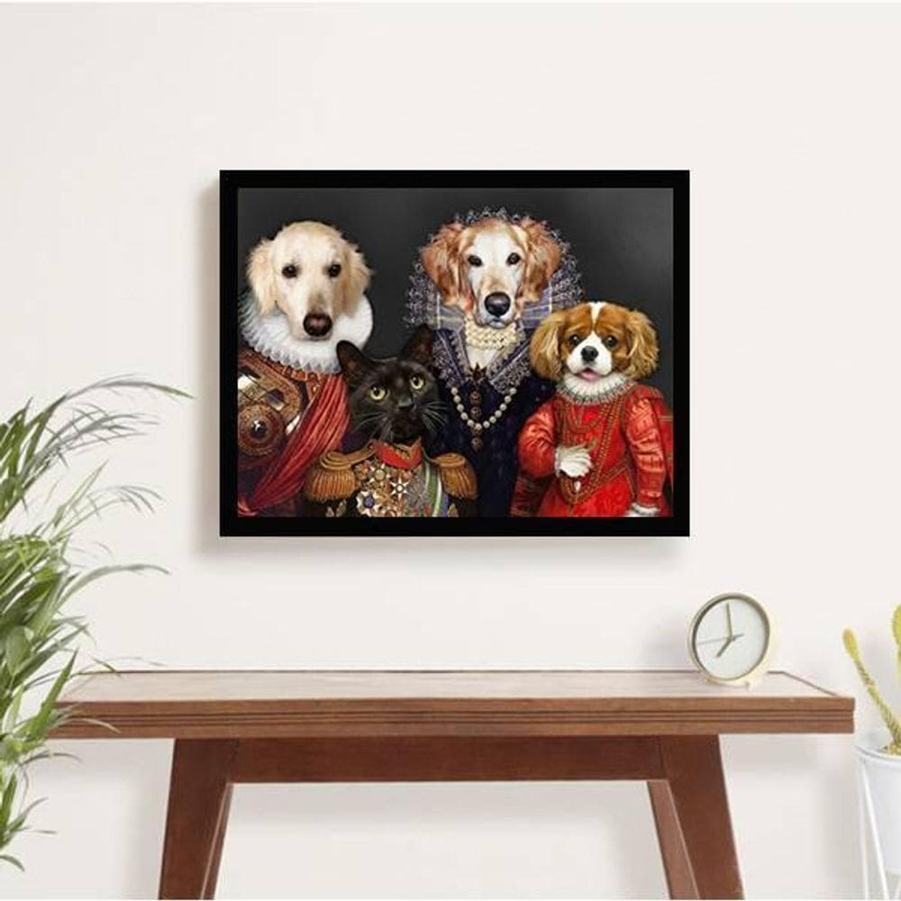 Quadro Turma Nobre Animal 24X18Cm Com Vidro - Madeira Preta