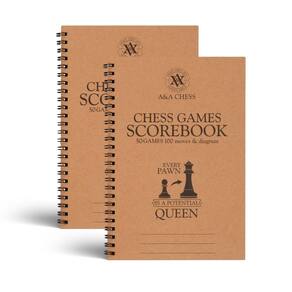 Pacote de 2 A&A do Scorebook de Xadrez, 50 jogos graváveis, 100 movimentos