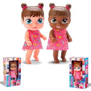 2 Boneca Baby Belatrix Morena E Negra Vinil Com 18cm Menina