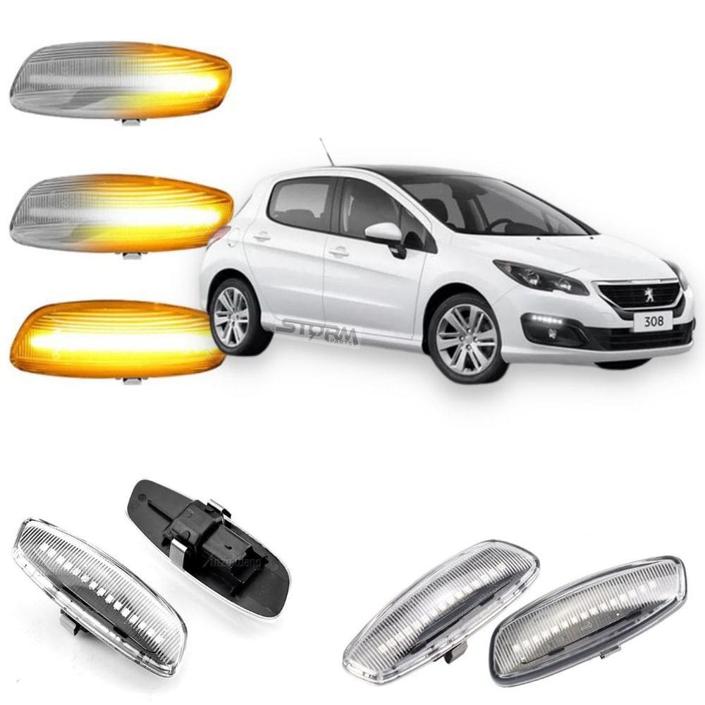 Par De Pisca Seta Sequencial Peugeot 308 Luz Led Retrovisor
