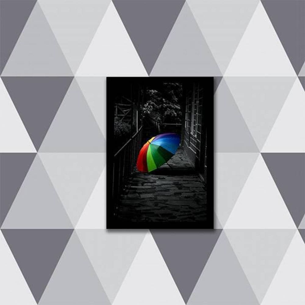 Quadro Fotografia Guarda Chuva Multicolorido 24X18Cm