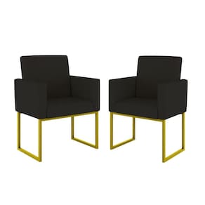 Kit 02 Cadeiras Poltrona Decorativa Sala Quarto Base Dourado
