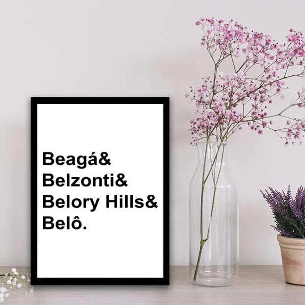 Quadro Belo Horizonte Beagá Moldura Preta Com Vidro 45X34Cm