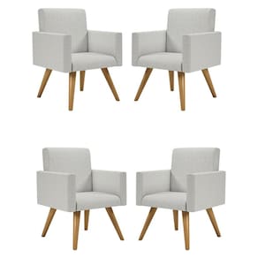 Kit 4 Poltronas Decorativa Cadeira Escritório Recepção Linho