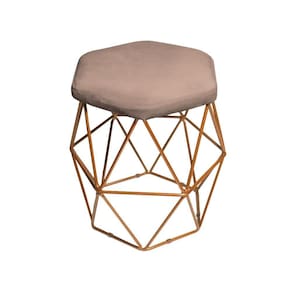 Puff Aramado Cappuccino Base Ferro Rose Gold Web Shop Moveis