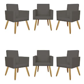 Kit 6 Poltronas Decorativa Cadeira Recepção Courino