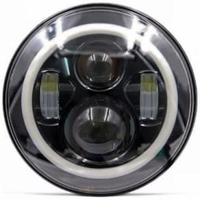 Farol De Led Redondo 7 Alto E Baixo 60W 17Cm Com Suporte
