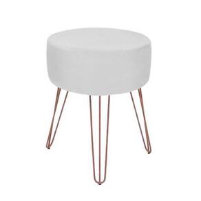 Puff Decorativo Sala De Estar Branco Pés Aramado Rosê Gold