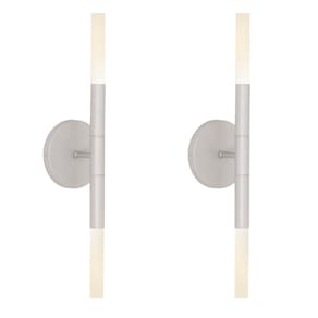 Kit 2 Luminárias Arandela Parede Tubo 2 Difusores Sala Prata