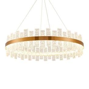 Lustre Pendente Nordecor Lowy 2762 80cm Dourado Brilho Led Bivolt