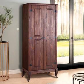 Guarda Roupa 2 Portas Madeira Maciça Rústico Imbuia Pés Luis Xv 4000 Denk Imbuia