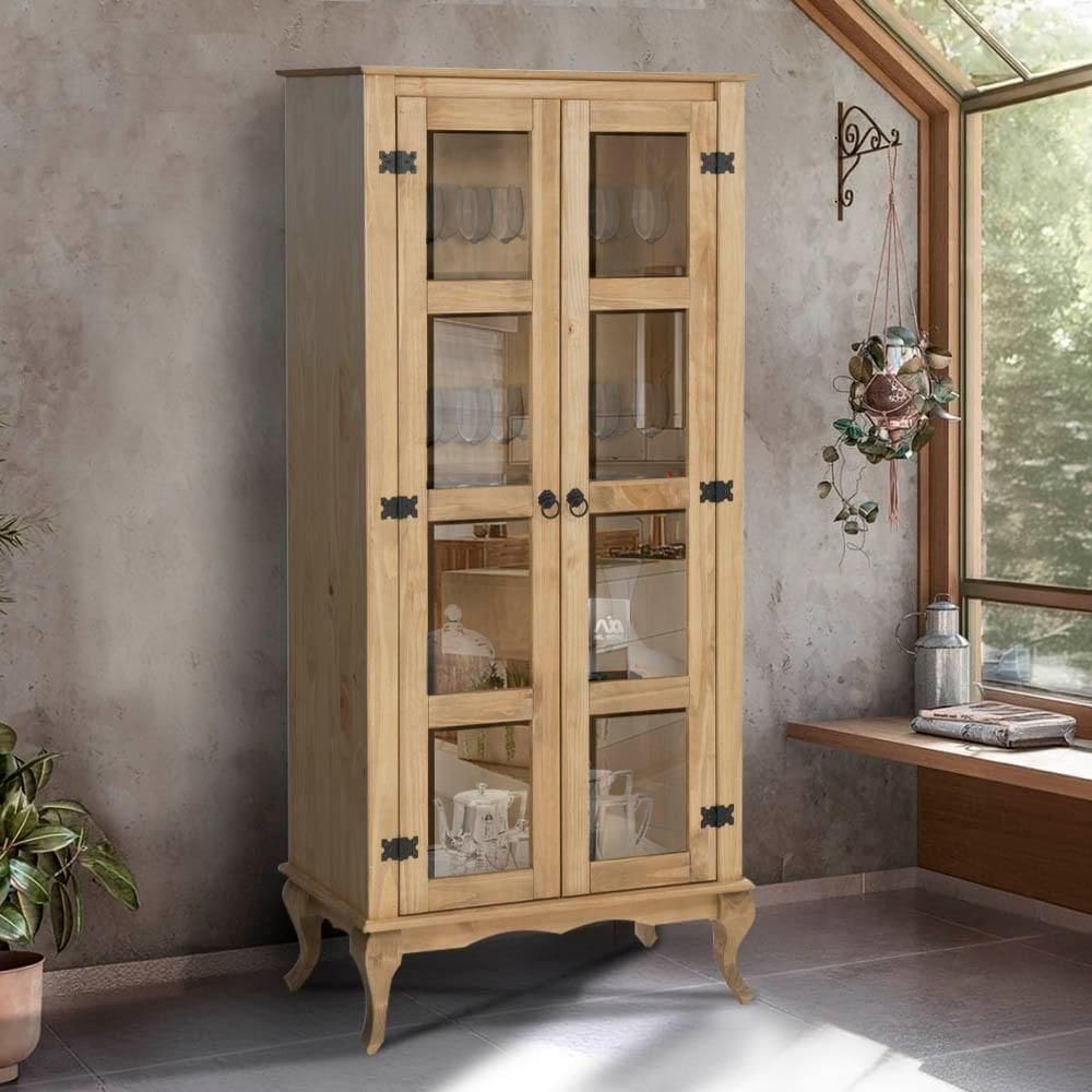Cristaleira Duas Portas Madeira Maciça Rústica D113 Mel Shop Jm Mel