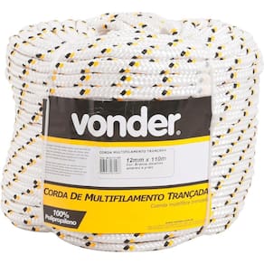 Corda Multifilamento Trançada 12,0Mm 7,0Kg 110 Metros Branca