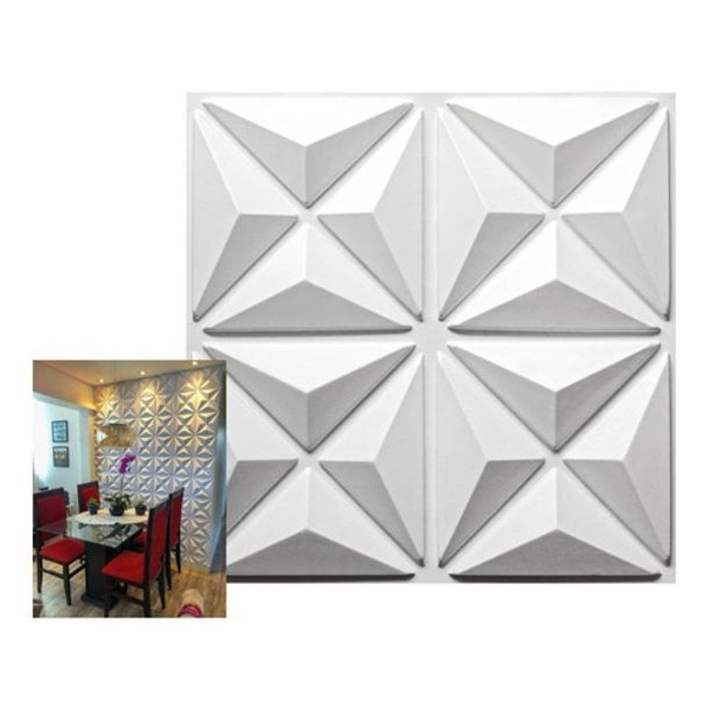 Placas De Poliestireno 3D Revestimento Mini Estrelar Branco