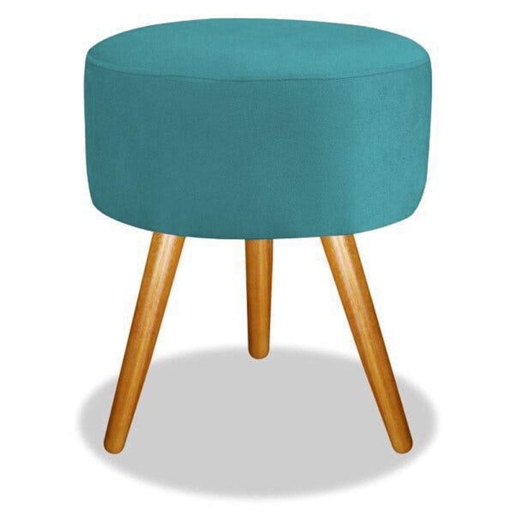 Puf Puff Para Sala E Hall De Entrada Redondo Azul Tiffany