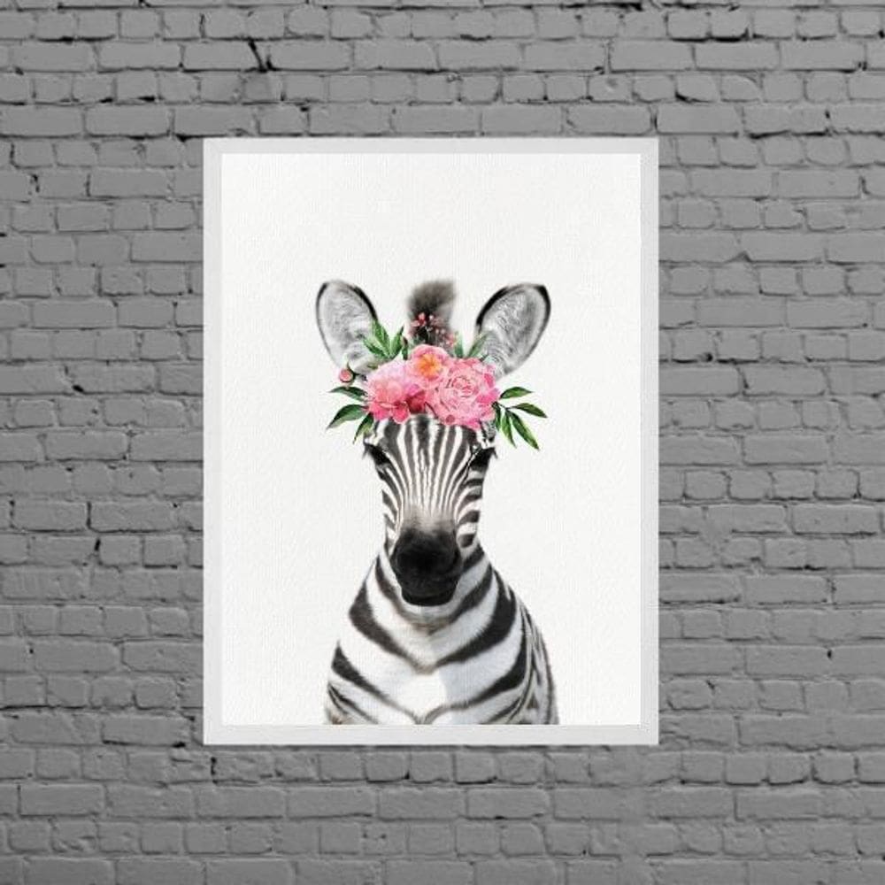 Quadro Zebrinha Coroa De Flores 24X18Cm