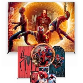 Super Kit de Painéis de Festa Homem Aranha Painel Redondo 1,30 e Retangular Várias Medidas - Fera Print