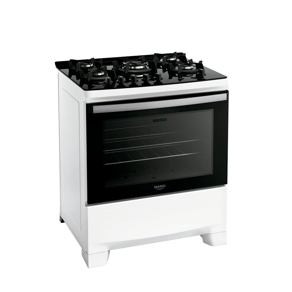 Fogão 5 Bocas Dako Supreme Glass Branco Mesa em Vidro - Bivolt - 300001819