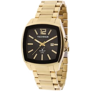 Relógio Technos Masculino Ref: 2115koi/4p Golf Retangular Dourado
