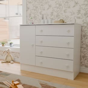 Cômoda Utopia 1 Porta 4 Gavetas Branco - Panorama Móveis