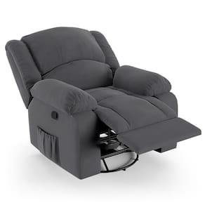 Poltrona Do Papai Reclinável Pietra Glider Giratória Massagem Fh9 Veludo Cinza - Mpozenato