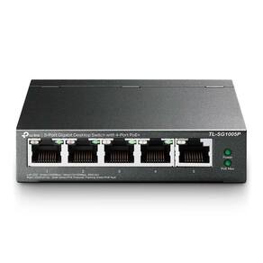 Switch Gigabit 10-100-1000 De Mesa C- 5 Portas (4 Poe) Tl-sg1005p Smb