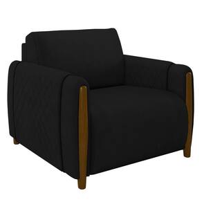 Poltrona Decorativa Para Sala De Estar 98cm Amaranto M22 Veludo Preto - Mpozenato