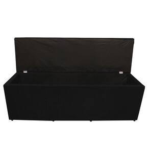 Calçadeira Baú Paris Queen 160 Cm Botão Strass Suede Preto Do Lar Móveis