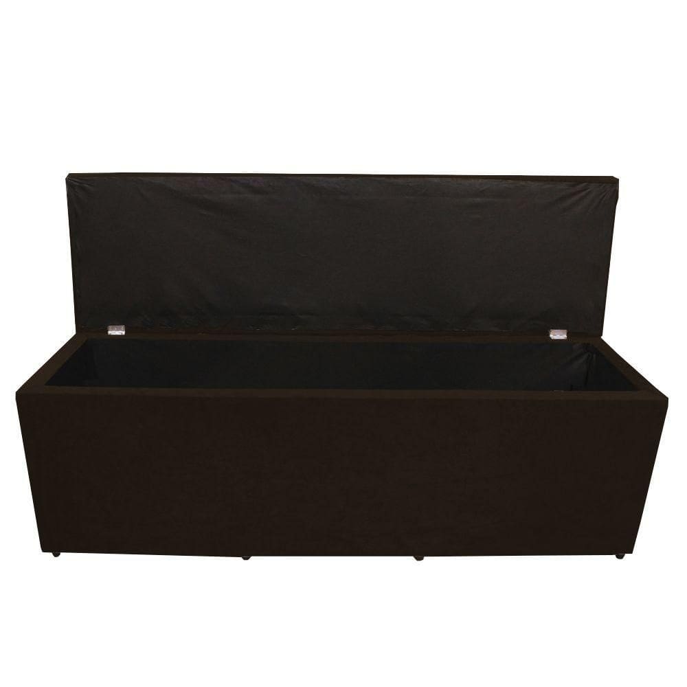 Calçadeira Baú Paris King 195 Cm Botão Strass Suede Marrom Do Lar Móveis