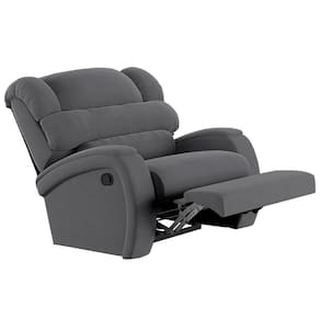 Poltrona Do Papai Reclinável Kalie Manual Gatilho Fh9 Veludo Cinza - Mpozenato