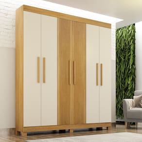 Guarda Roupa Casal Frisado 6 Portas em MDF Andorinha Valdemóveis