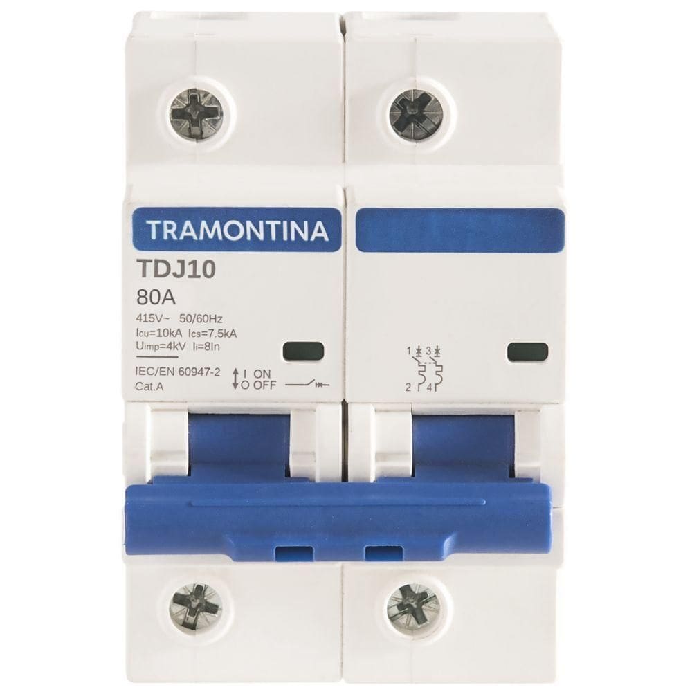 Minidisjuntor Tdj10ka 2 P 80 A Curva C Tramontina