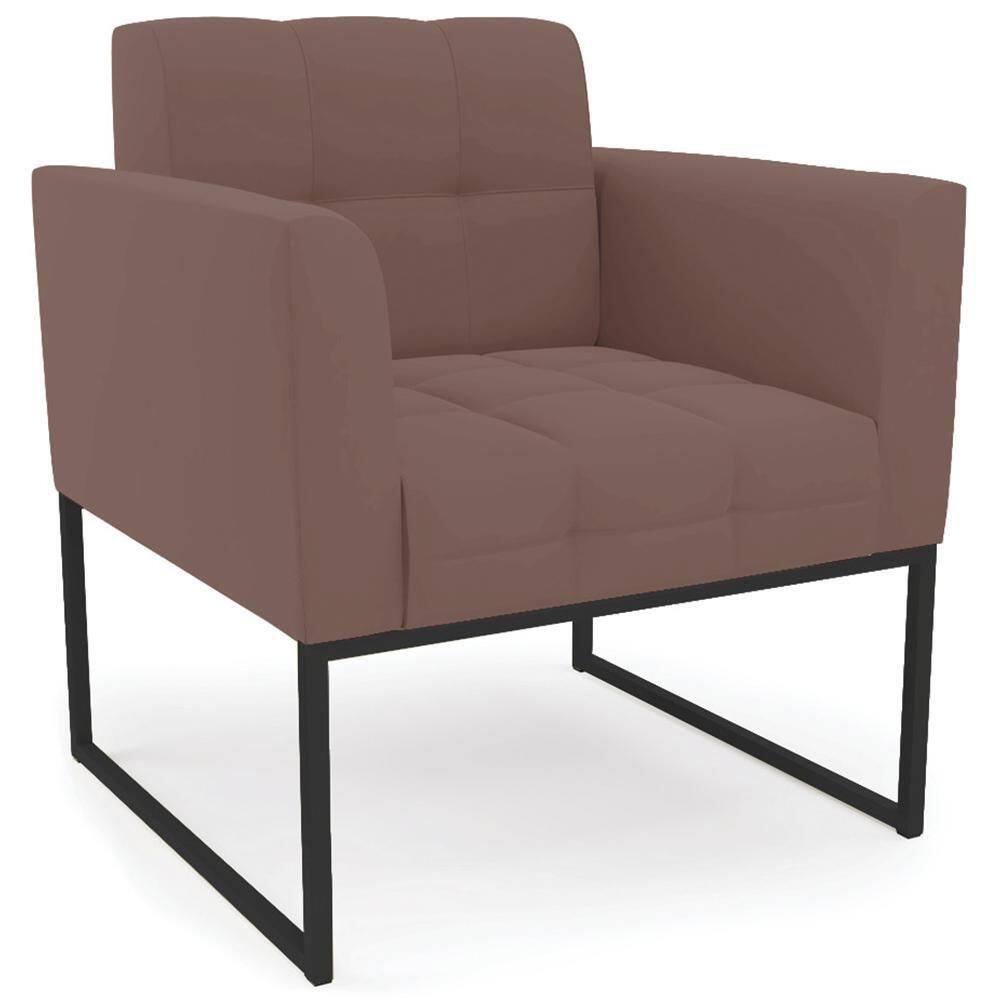 Poltrona Decorativa Base Industrial Preto Ana Veludo Rosê - Ibiza