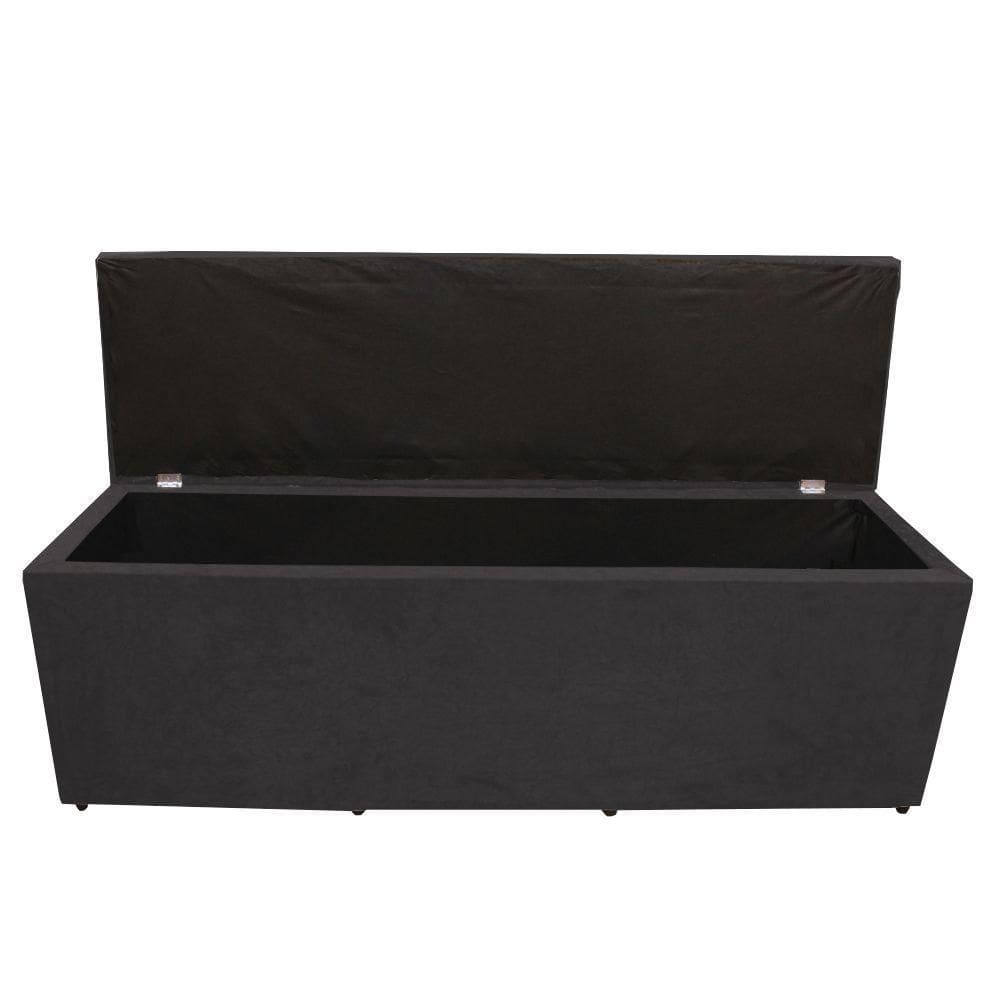 Calçadeira Baú Paris Queen 160 Cm Botão Strass Suede Grafite Do Lar Móveis