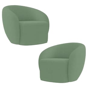 Poltrona Para Sala De Estar Orgânica Kit Com 2 Garbin K04 Boucle Verde - Mpozenato