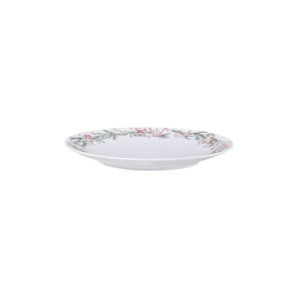 Prato Raso Tramontina Noite Feliz Em Porcelana Decorada 21 Cm