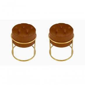 Kit 2 Puff Banqueta Estofado Decorativo Base De Ferro Capitonê Suede Terra Cota Do Lar Móveis E Decoração