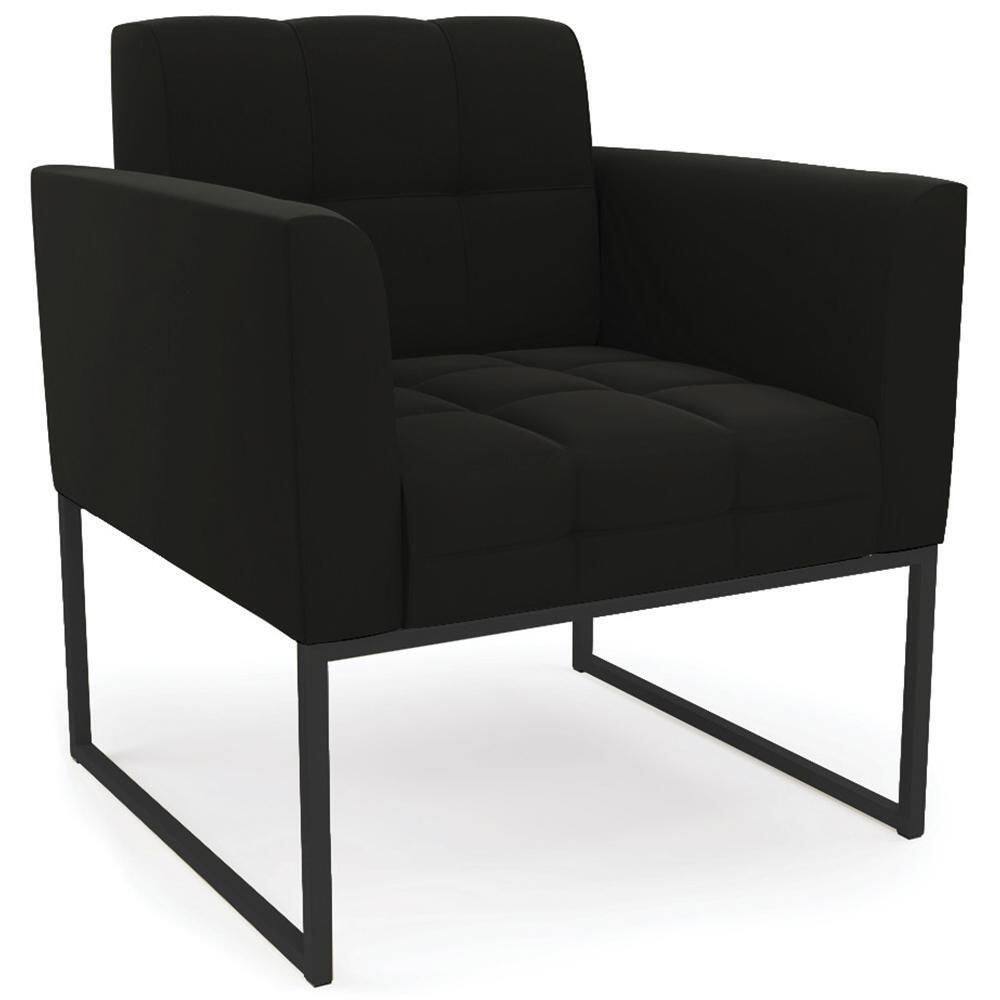 Poltrona Decorativa Base Industrial Preto Ana Suede Preto - Ibiza