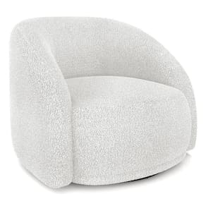 Poltrona Decorativa Orgânica Giratória Lya M22 Boucle Branco - Mpozenato