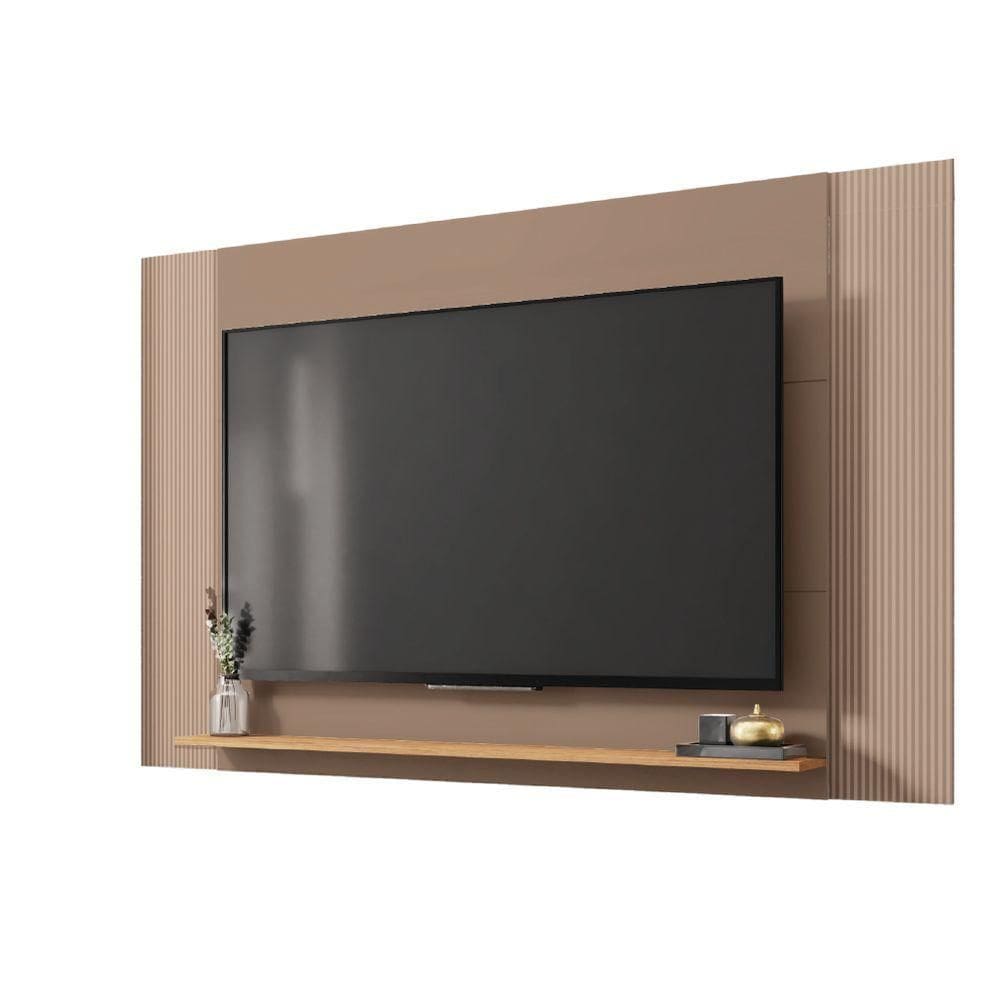 Painel Para Tv Até 65 Polegadas 1,80m Com Impressão 3D Intense Caemmun Madeirado