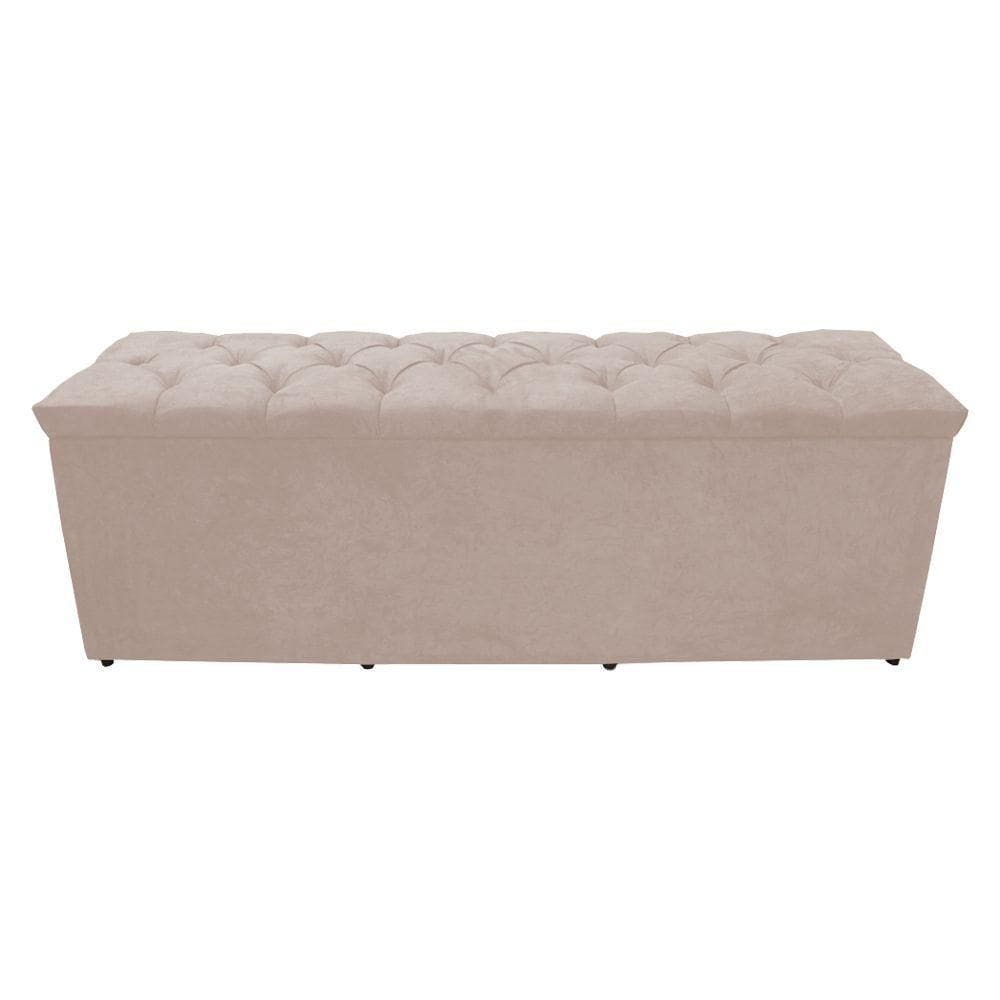 Calçadeira Baú Paris King 195 Cm Botão Strass Suede Porcelana Do Lar Móveis