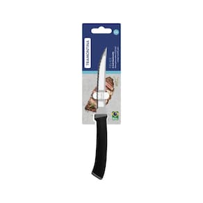 Faca Para Churrasco Tramontina Felice Com Lâmina Em Aço Inox Com Fio Microsserrilhado E Cabo De Polipropileno Preto 5 Po
