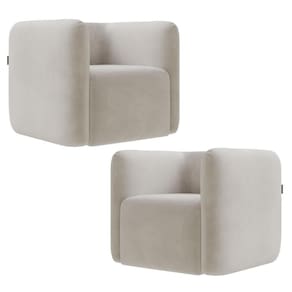 Poltrona Para Sala De Estar Decorativa Kit Com 2 Maggie K04 Veludo Bege - Mpozenato