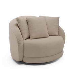 Poltrona Decorativa Giratória Para Sala 122cm Kaly M22 Linho Cru - Mpozenato