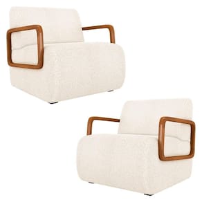 Poltrona Decorativa Orgânica Para Sala Kit 2 Belarus K04 Bouclê Bege - Mpozenato