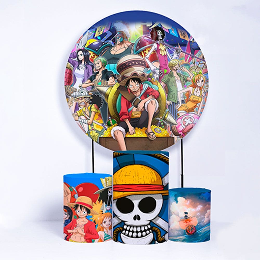Kit Painel de Festa Redondo e Trio de Cilindros Onepiece - Fera Print