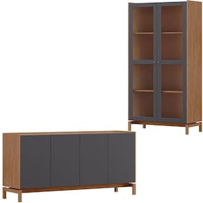 Cristaleira 2 Portas Vidro Balcao Buffet 4 Portas 1 Gaveta Tauari Concret Milani Store