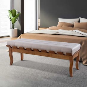 Recamier Isabela 120cm Madeira Maciça Imbuia Linho Bege M58 RMI
