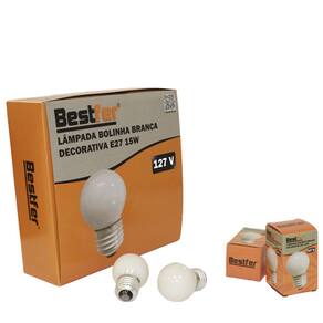 Lampada Bolinha Branca Decorativa E27 15W 127V BESTFER BFH2771